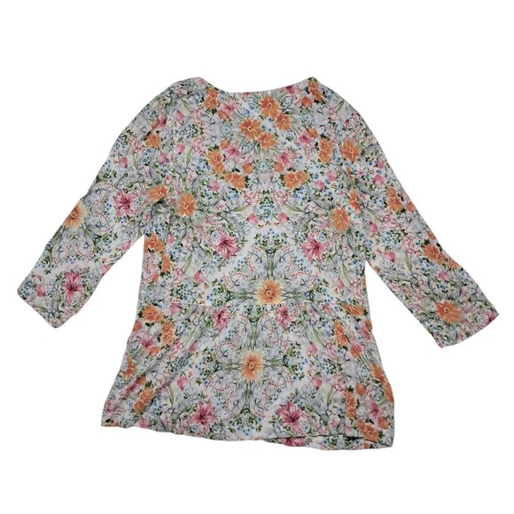 J. Jill Top Women's Small White Floral Peplum Mother Of Pearl‎ Buttons Rayon - Picture 2 of 12